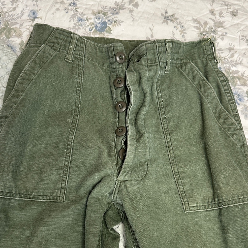 Vintage Military 60s/70s Men's Olive Green Utility Pants - Picture 2 of 6